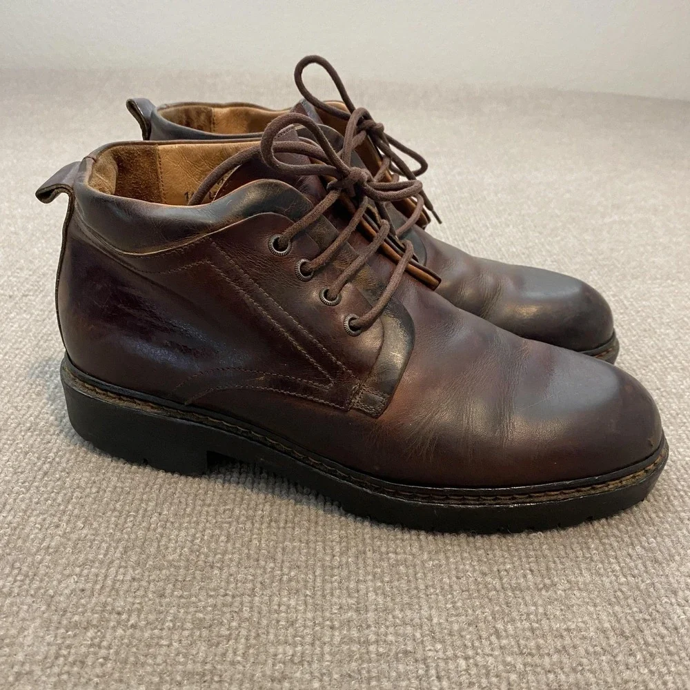 Johnston & Murphy Passport Boots Mens Size 10 Brown Leather Chukka Made in Italy